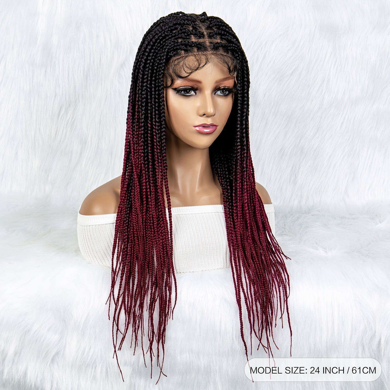Triangle Knotless Box Braided Wig Full Lace Front Synthetic Natural Look