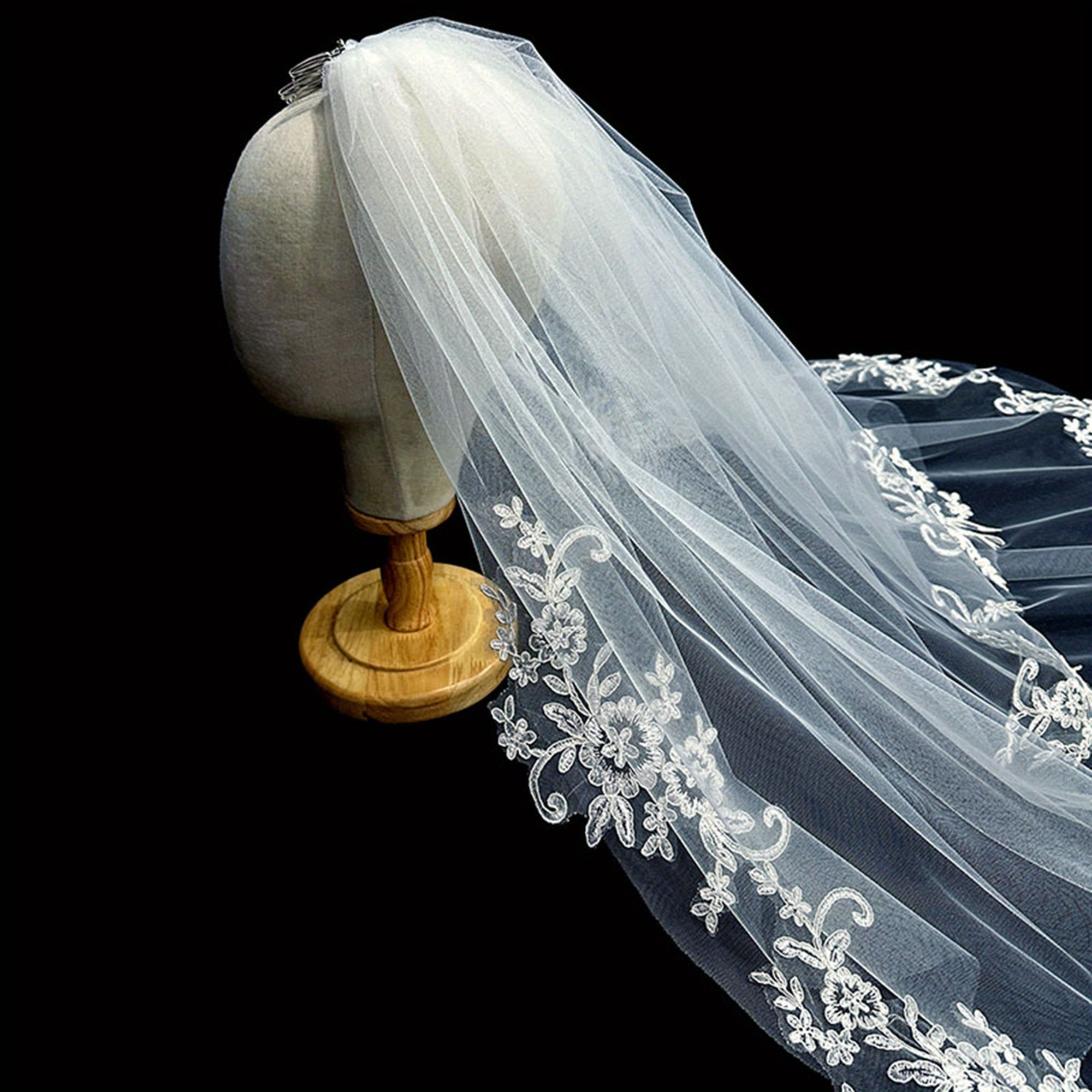 Floral Edge Bridal Veil for Wedding Prom Formal Events