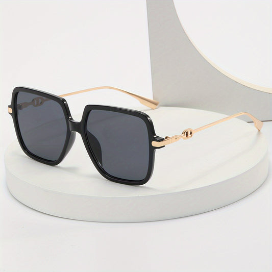 Square Frame Sunglasses Metal Temple Glasses UV400