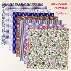 8pcs 9.8x9.8 Quilting Fabric Cotton DIY Doll Clothes Craft Sewing