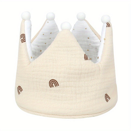Baby 100 Muslin Cotton Guaze Crown Headband Hat For Birthday