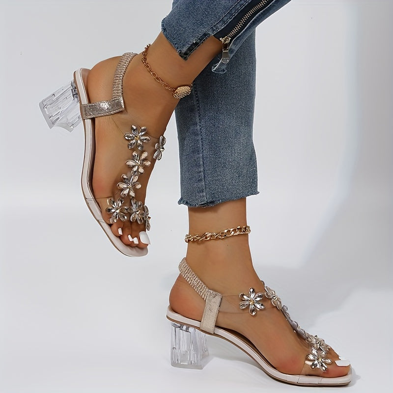 Women's Chunky Heel Sandals Open Toe Slip On Shoes
