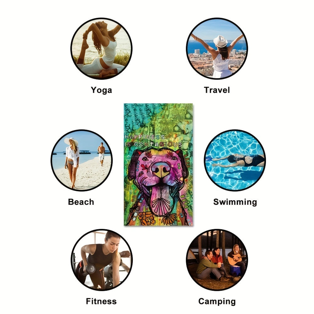 Dog Pattern Beach Towel Quick Drying Soft Absorbent Adult Beach Blanket
