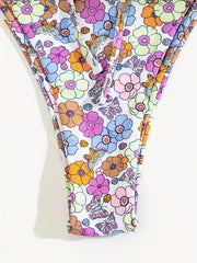 Purple Floral Print Halter Knot 2 Piece Bikini