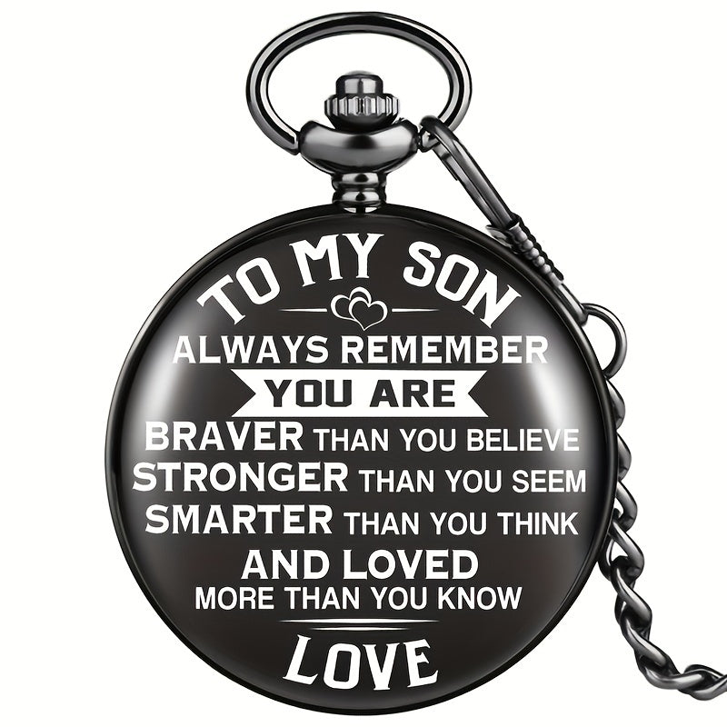 To My Son Quartz Pocket Watch With Thick Chain