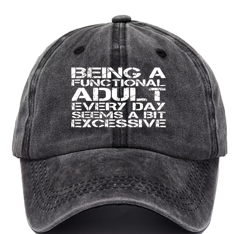 Letter Printed Baseball Cap Distressed Dad Hat Outdoor Sun Hat