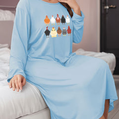 Rooster Print Long Sleeve Lounge Dress