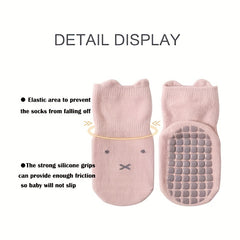 5 Pairs Baby Cotton Blend Floor Socks Animal Cartoon Non slip Breathable