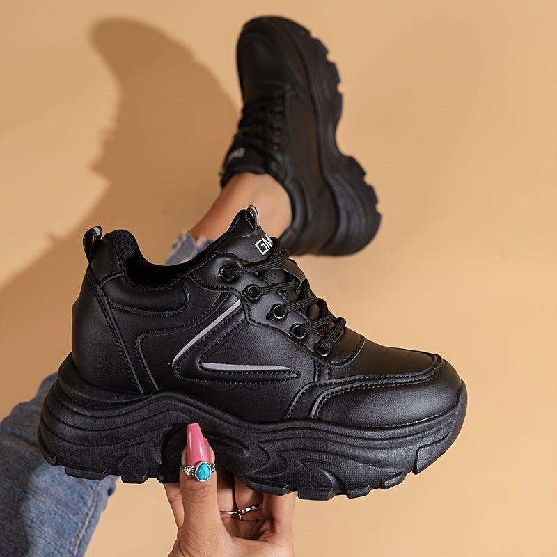 Waterproof Running Sports Shoes Thick Sole Lace up Sneakers Women's Footwear