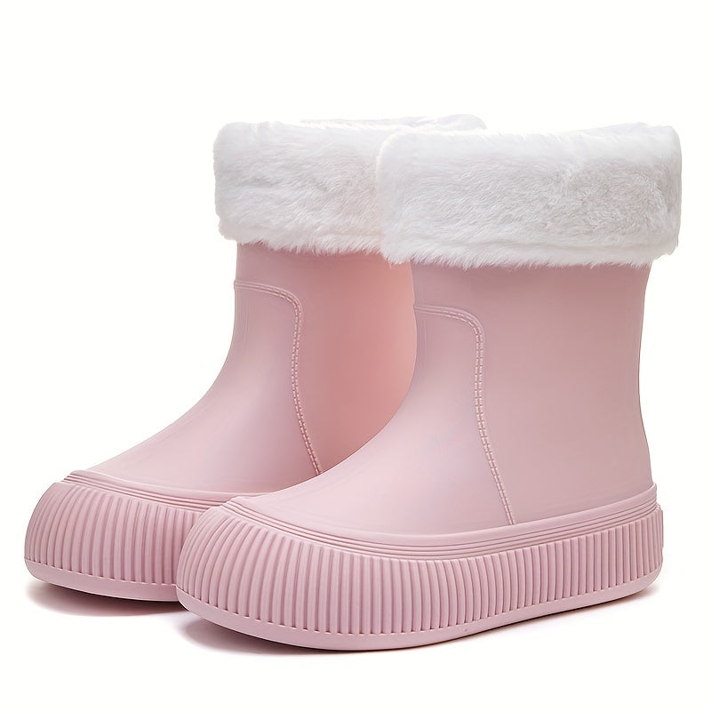 Thickened Warm Rain Boots Waterproof Short Boots Women's Rain Boots