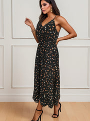 Floral Print Cami Maxi Dress V Neck Slim Waist