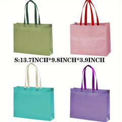 12pcs Non-woven Reusable Shopping Bags Long Handle Clothing Store Sturdy