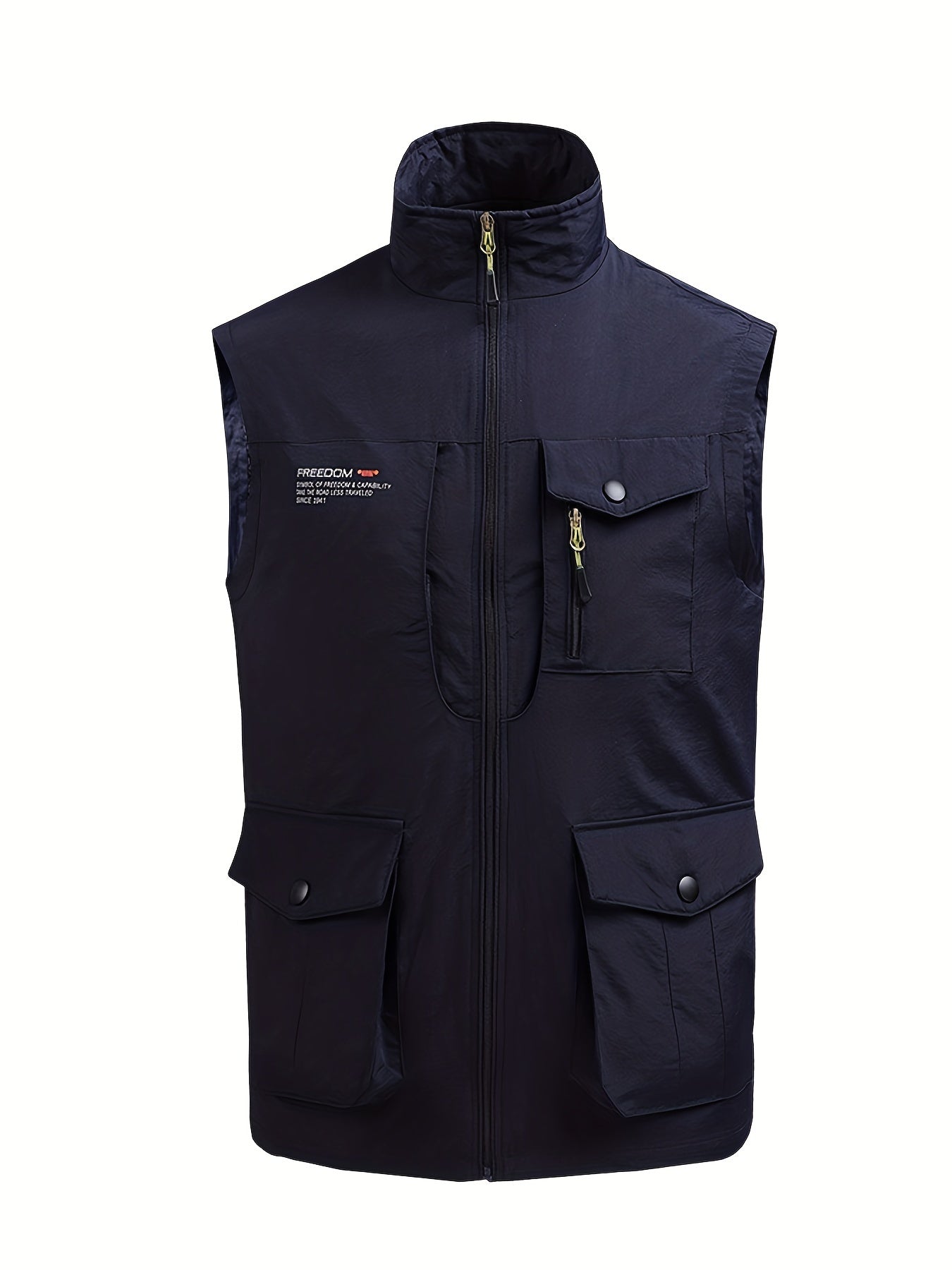 Cargo Vest Men's Zip Up Stand Collar Outwear