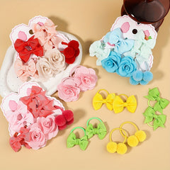 10pcs Colorful Bow Flower Hair Bands for Festivals & Proms