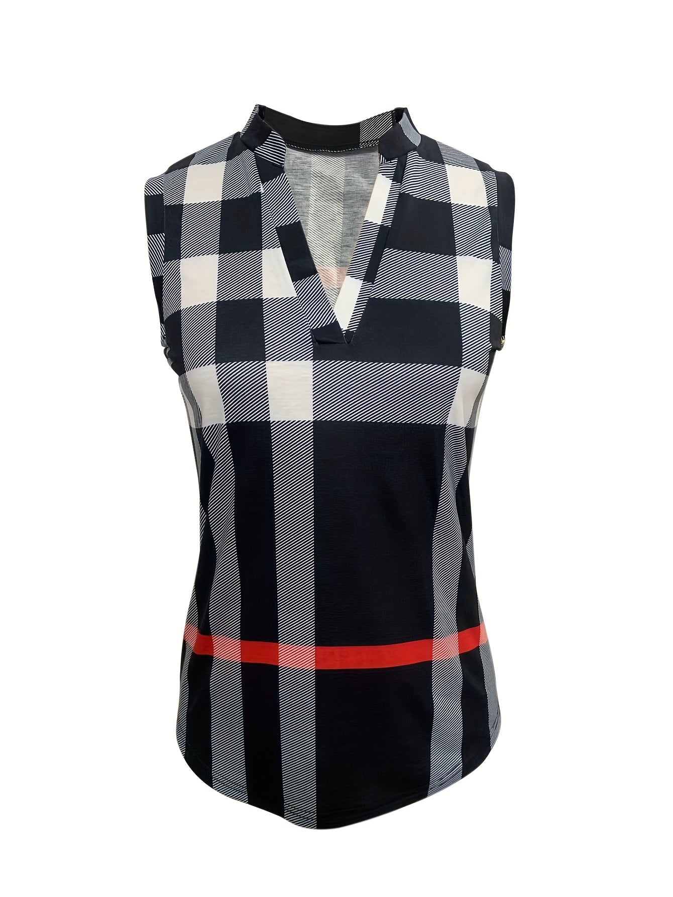 Striped V-neck Tank Top Sleeveless Casual Women's Tops