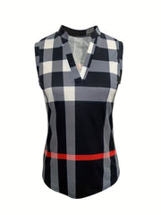 Striped V-neck Tank Top Sleeveless Casual Women's Tops