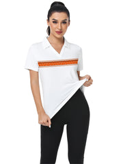 Women's Golf Polo Shirt Moisture Wicking V Neck Tennis Top