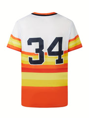 Men's HOUSTON 34 Embroidery Baseball Jersey Short Sleeve Shirt