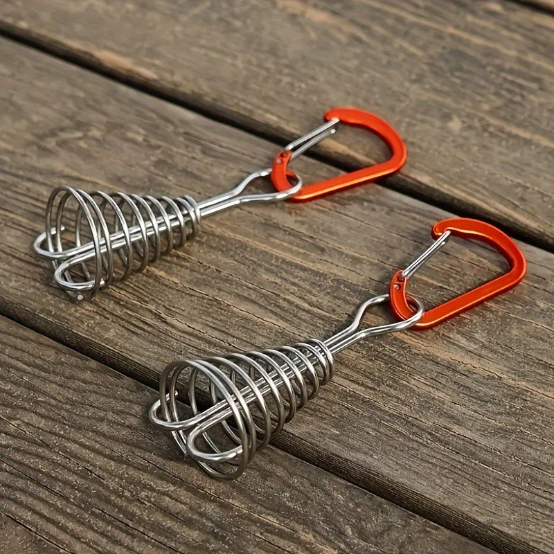 8pcs Tent Pegs w/ Stainless Steel Spring Carabiner for Camping Tents