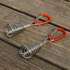 8pcs Tent Pegs w/ Stainless Steel Spring Carabiner for Camping Tents