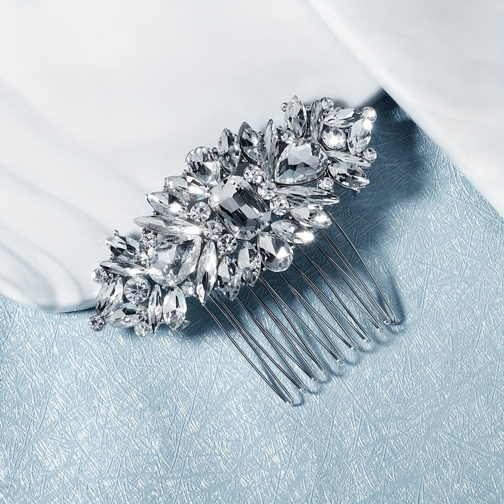 Vintage Rhinestone Insert Comb Alloy Hair Comb Retro Hair Accessories