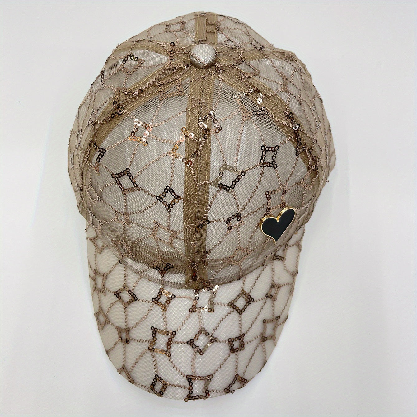 Sequin Embroidery Baseball Cap Solid Mesh Breathable Dad Hat Adjustable