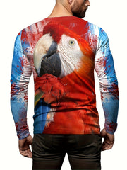 Parrot 3d Print Men's Long Sleeve Novelty T shirt For Autumn