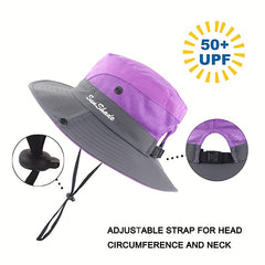 Kids UV Protection Ponytail Sun Hat For Girls