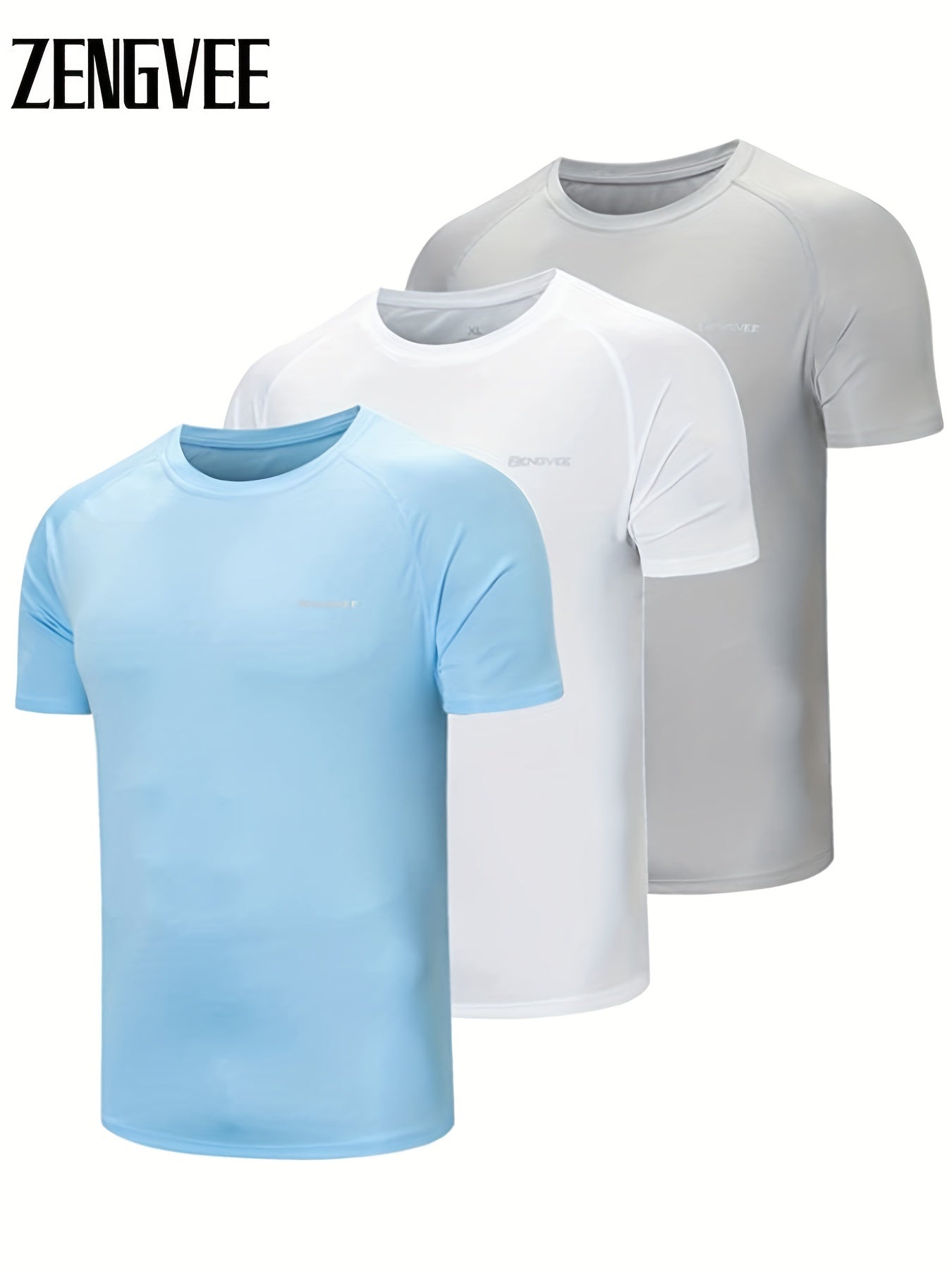 3 Pcs Men's UPF 50 Sun Protection T shirt Short Sleeve Quick Dry Tops