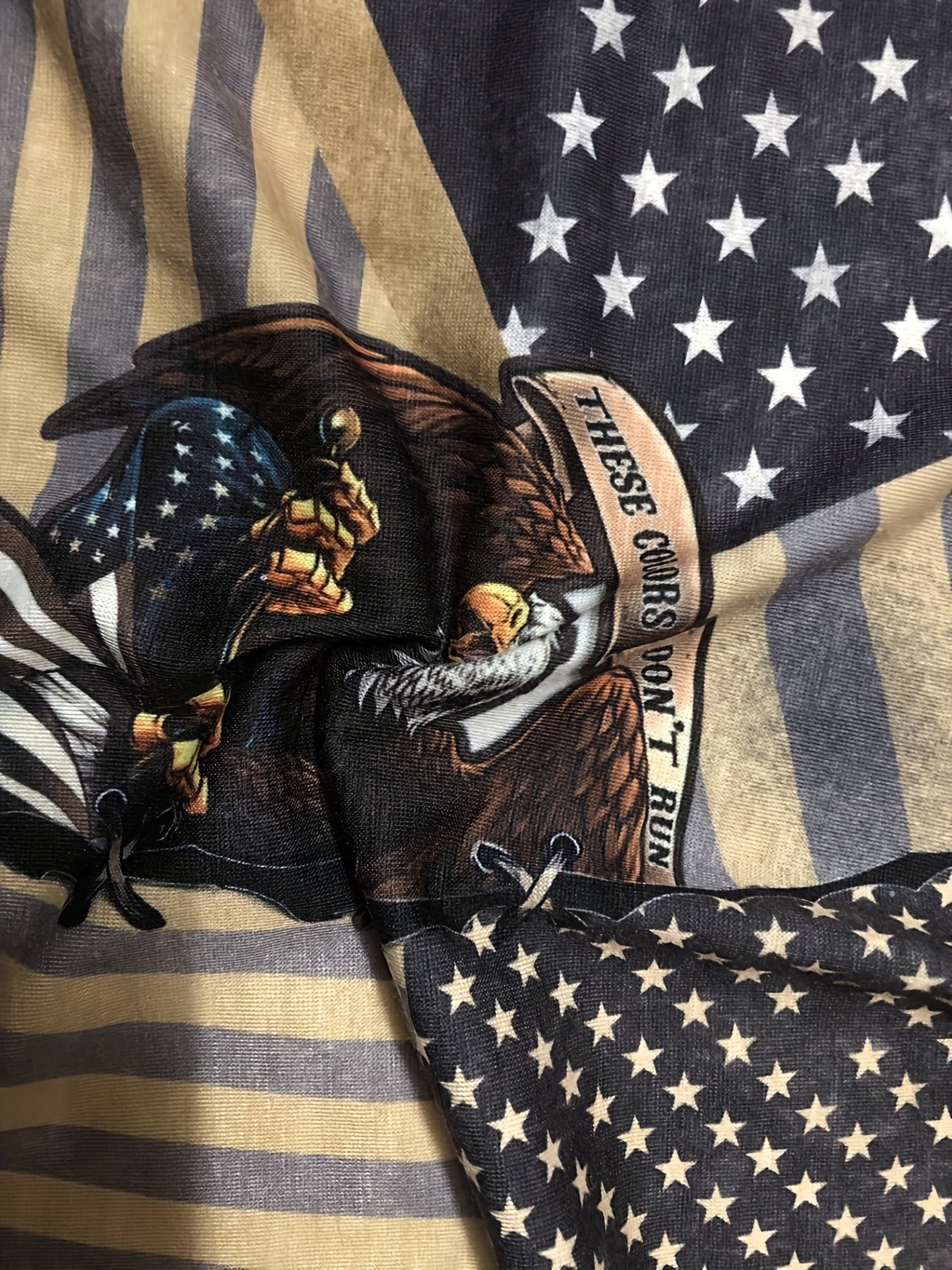 Eagle Flag Print Men's Round Neck Sweatshirt for Autumn Winter