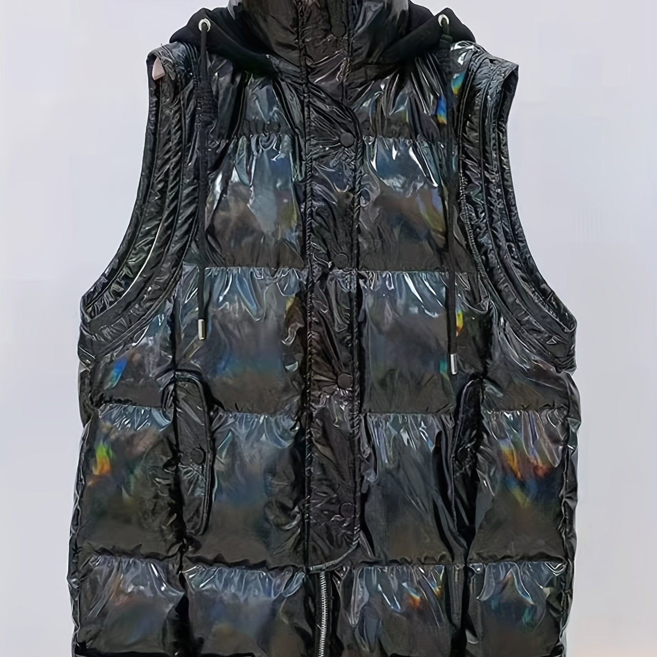 Women's Sleeveless Puffer Jacket with Detachable Hat