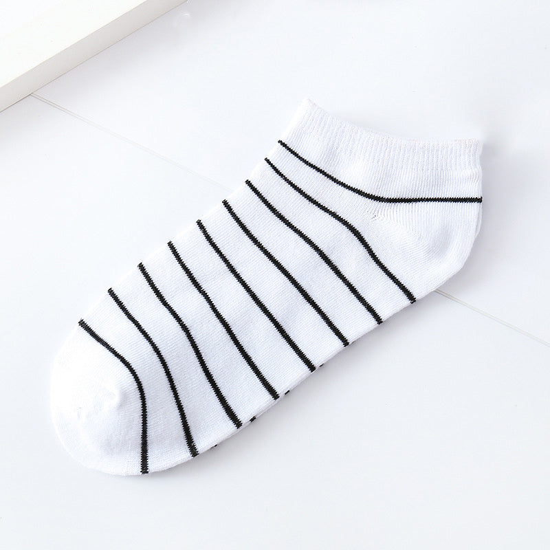 Striped Cotton Blend Ankle Socks Women's Stockings