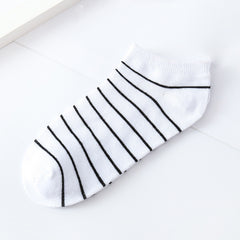 Striped Cotton Blend Ankle Socks Women's Stockings