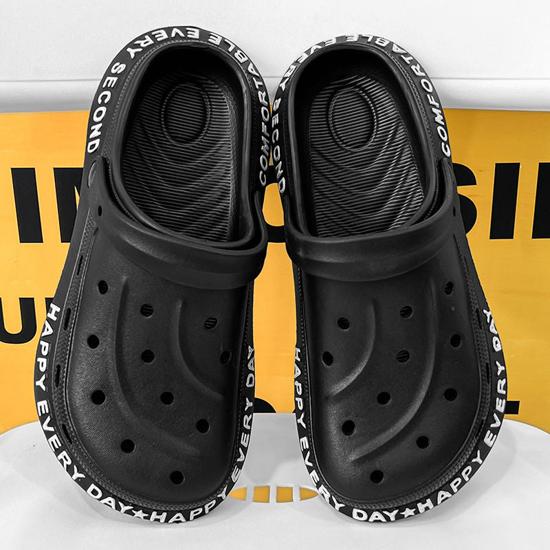 Men's Letter Print Quick Drying Anti-Skid Clogs Slippers