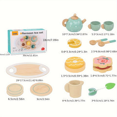 Wooden Toys Toy Tea Playset Deluxe Play Pretend Food Set