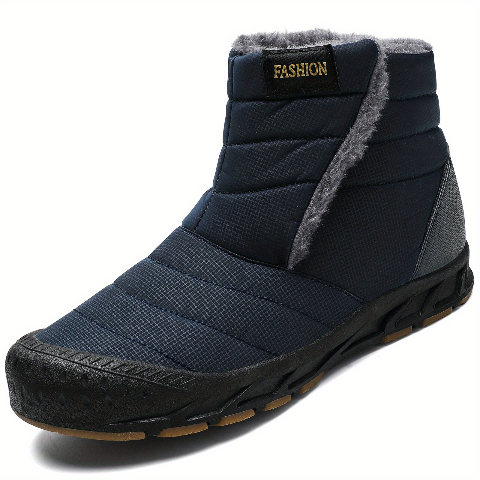 Men's Winter Snow Boots Slip On Outdoor Water Resistant Boot Warm Faux Fur Lined