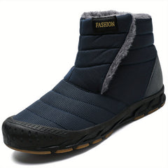 Men's Winter Snow Boots Slip On Outdoor Water Resistant Boot Warm Faux Fur Lined