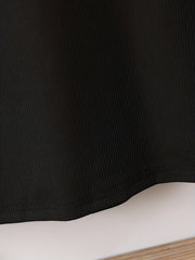 Teen Girls Halter Bodycon Dress Slim Fit Ribbed Button Detail