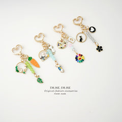 Cartoon Rabbit Radish Keychain for Girls Couple Phone Lanyard Bag Pendant