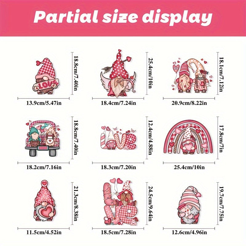 71pcs Gnomes Heart Window Clings Double Sided Wedding Decor