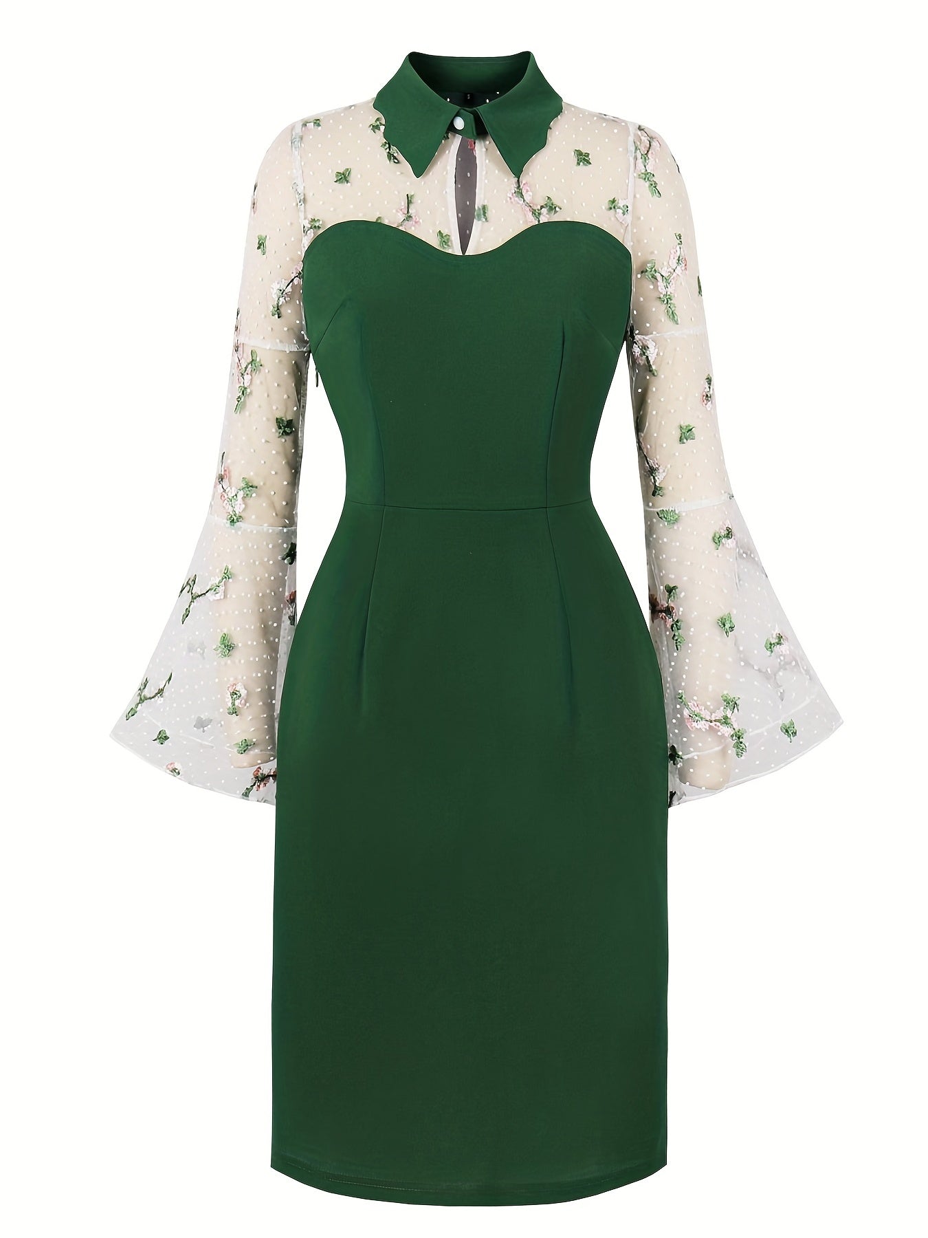 Floral Print Long Sleeve Lapel Dress for Party & Banquet