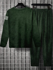 Men's Scorpion Print 2 Pc Outfit: Long Sleeve T-shirt & Loose Sweatpants Set