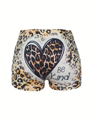 Sexy Shorts Women's Plus Slogan & Leopard Print