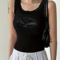 Eagle Print Tank Top Sleeveless Crew Neck Summer Casual