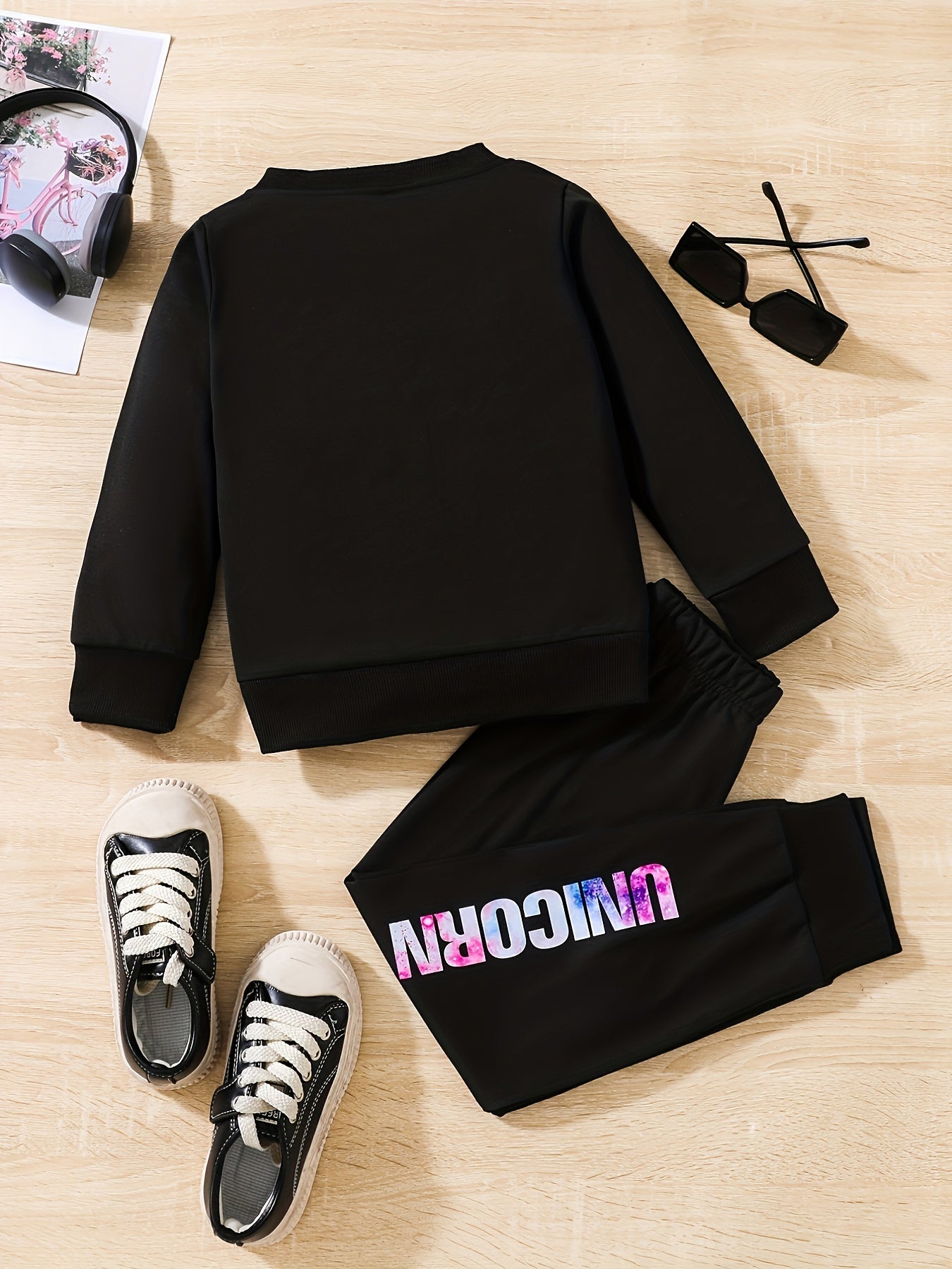 Girls Unicorn Sweatshirt Trousers 2pcs Set Spring Fall
