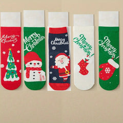 14 Pairs Kids Cartoon Christmas Crew Socks