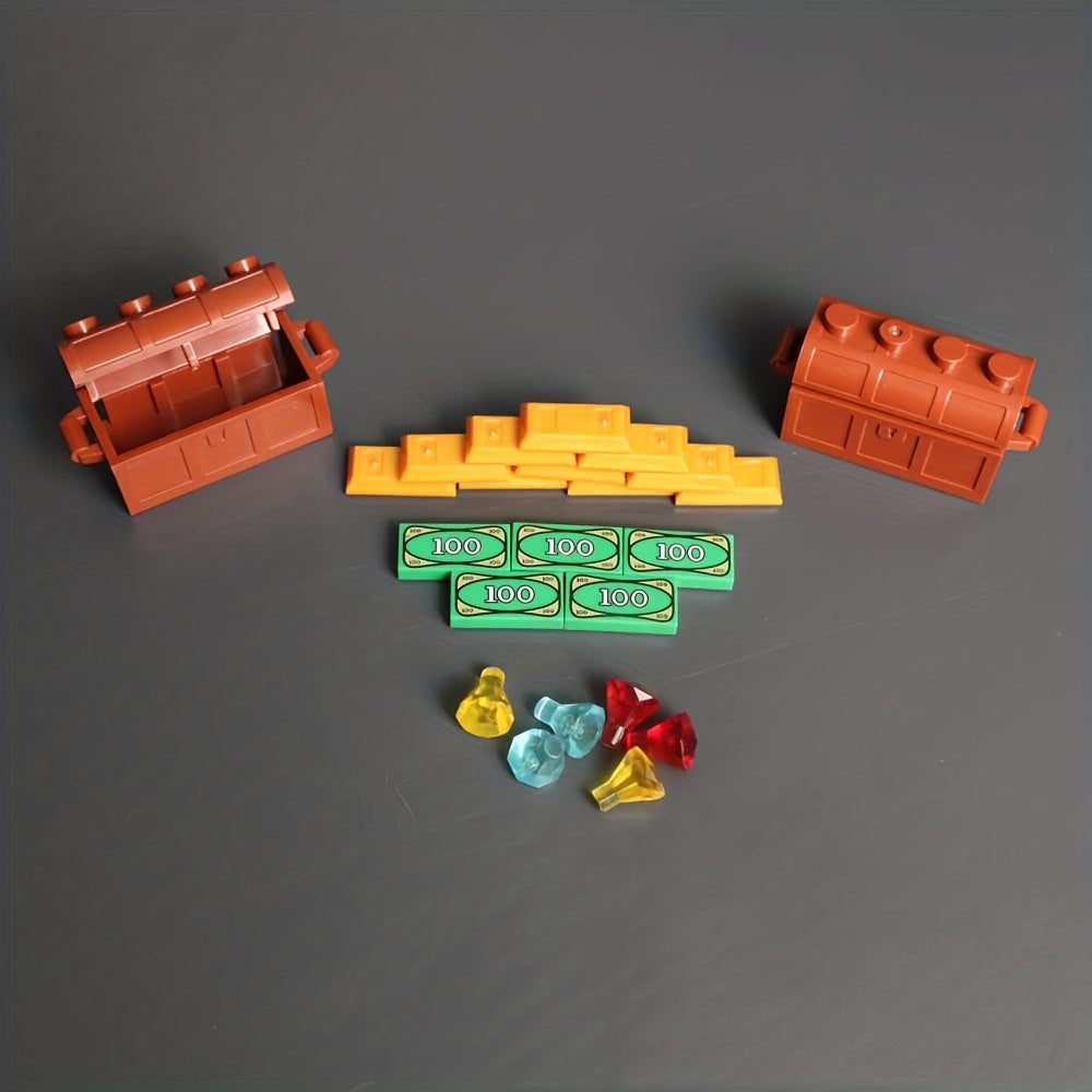 Building Blocks Money Pattern Golden Silvery Cash Blocks Parts Treasure Chest