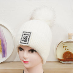 Women's Winter Beanie Hat With Pom Pom Woolen Hat Velvet Knitted Hat