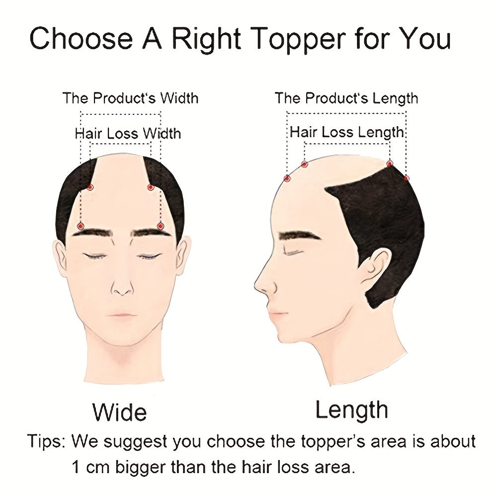 Men's High Top Fade Wig Natural Short Human Hair Toupee Clip