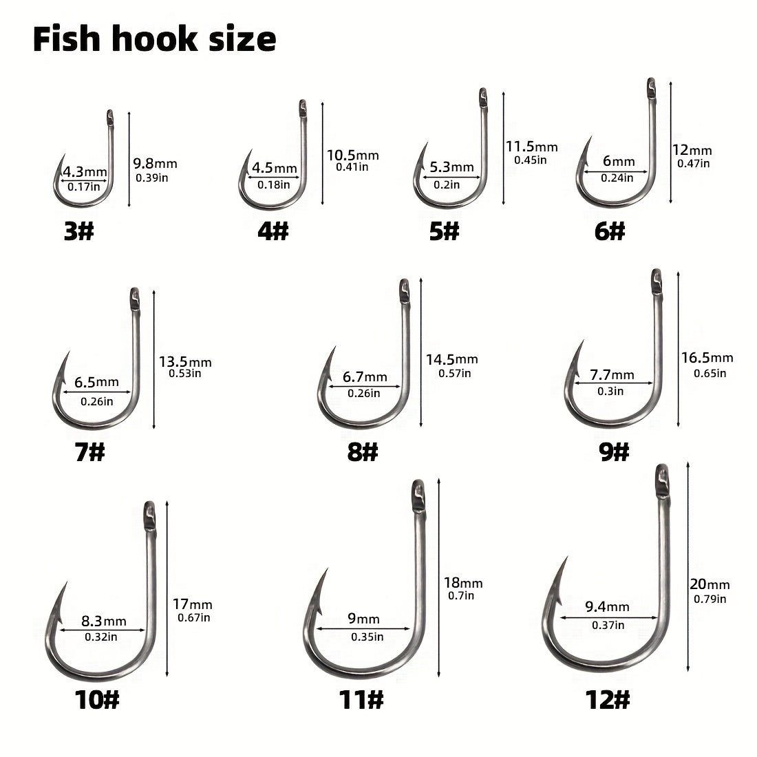1000-2000pcs High Carbon Fishing Hooks Set Barbed Carp Fishhook Sizes 3-12
